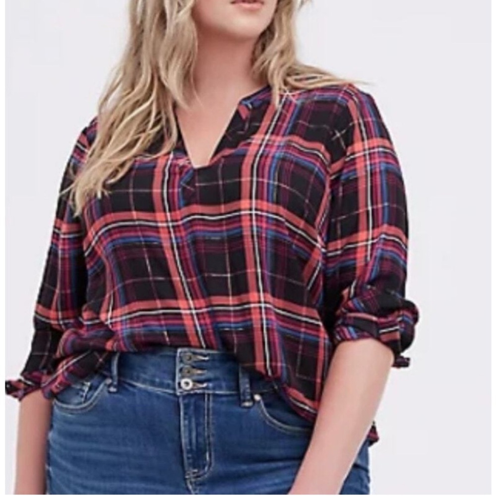 Torrid Multicolor Plaid Blouse